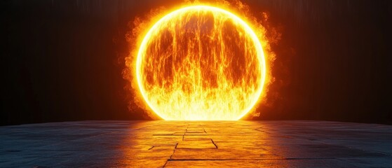 Fiery sun in space illustration of energy light heat and brightness for science and design
