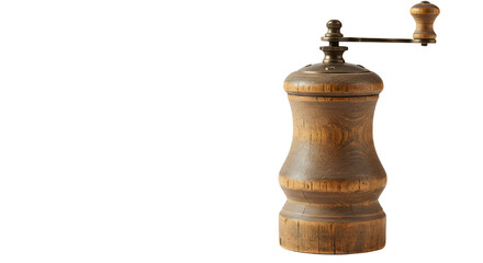 Antique wooden pepper grinder isolated PNG with Transparent Background