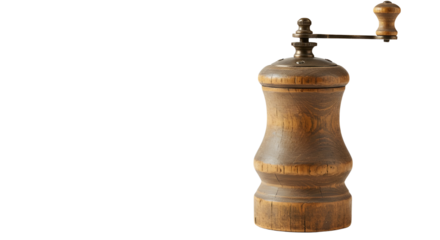 Antique wooden pepper grinder isolated PNG with Transparent Background