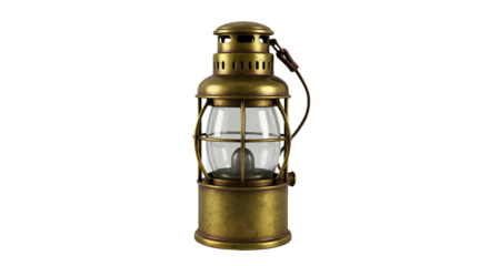 Vintage brass lantern isolated PNG with Transparent Background