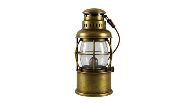 Vintage brass lantern isolated PNG with Transparent Background