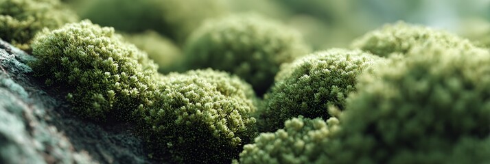 Bunch of green moss growing on a rock