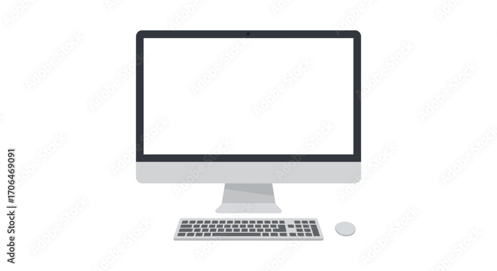 Poster a sleek modern desktop computer setup with keyboard mouse