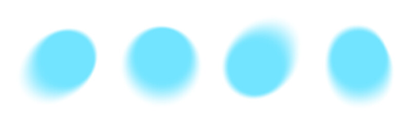 Dreamy y2k circle set with aura glow and soft blur shape effects in blue color for retro aesthetics. Round forms with gradient edges and ethereal transitions. Minimalist elements for web interfaces