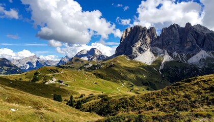 Mountain landscape with green valleys