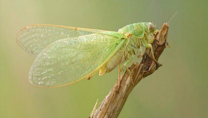 Pale green insect on a twig