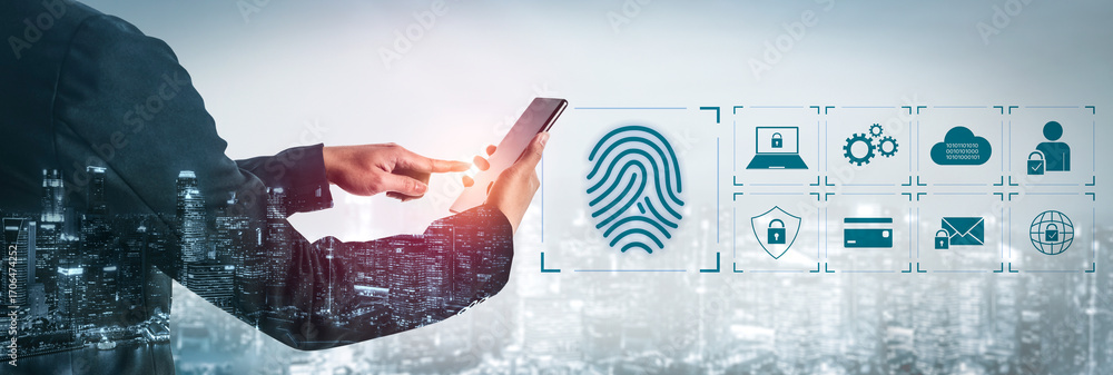 Poster system for safeguarding digital identity using fingerprint authentication, encryption, and secure ac