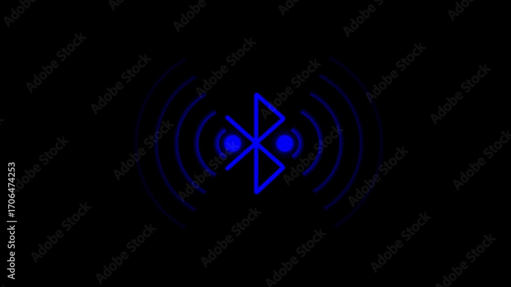 Aufkleber bluetooth with radio wave animation . network technology wave motion. symbolizing digital bluetooth 