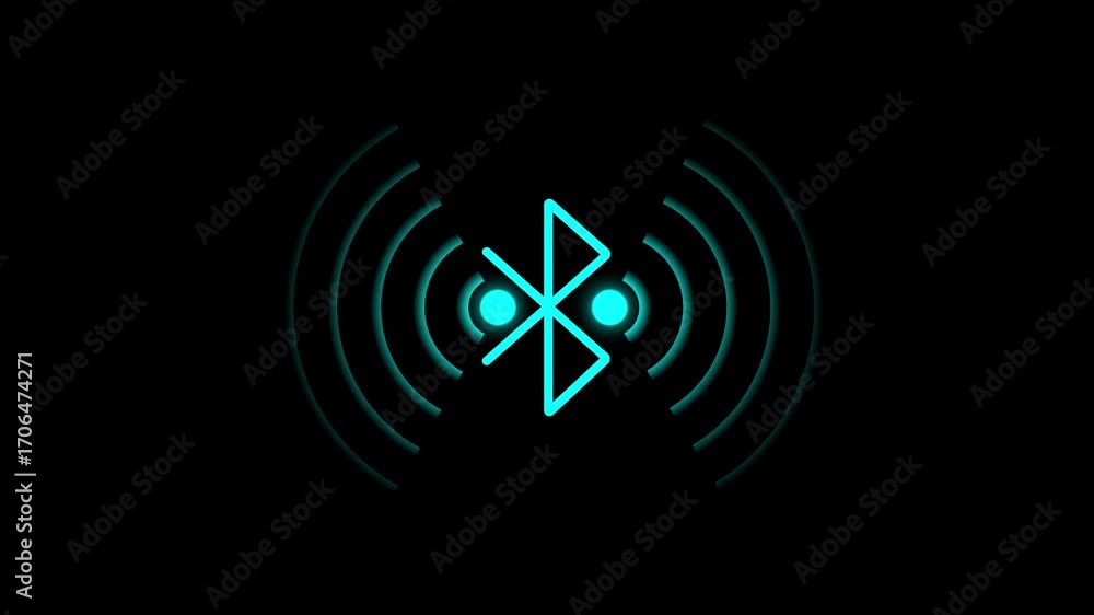 Aufkleber bluetooth with radio wave animation. network technology wave motion. symbolizing digital bluetooth c