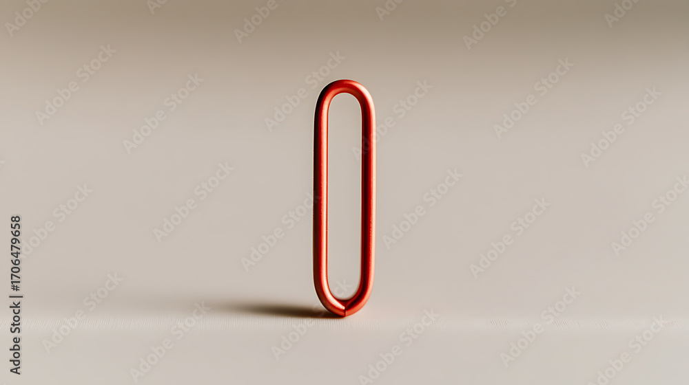 Aufkleber red oval loop standing upright. minimalist composition against a neutral background. the loop create