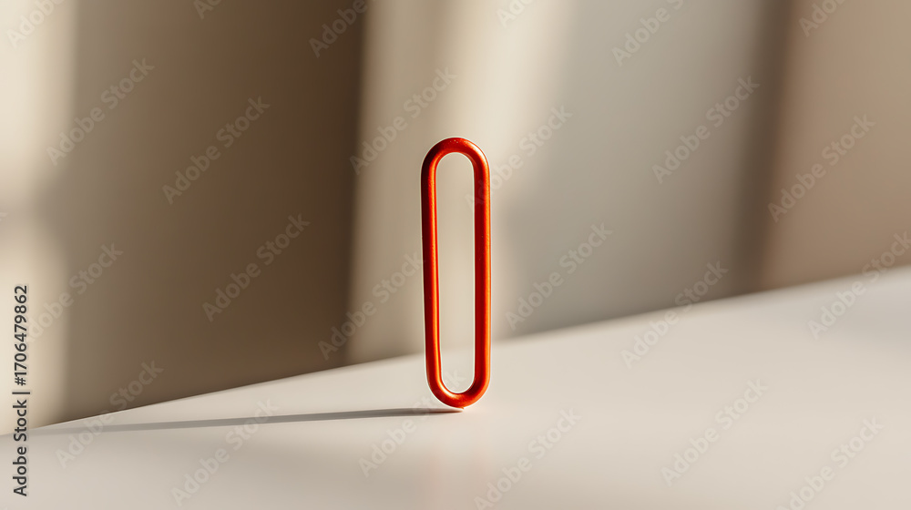 Poster red abstract element - a minimalist composition featuring a red, rounded geometric form on a neutral