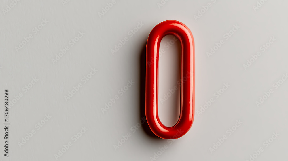 Poster vibrant red link: a single, isolated red link stands out against a plain, neutral background, creati