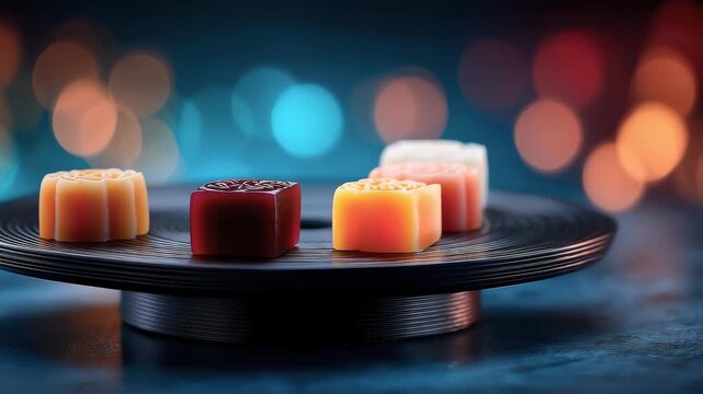 Exquisite Pastries Displaying Traditional Food Culture on a Black Tray