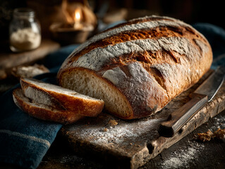 loaf of bread on wooden table