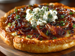 rustic tart topped with caramelized onions