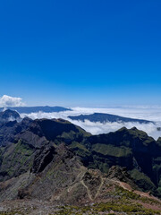 Explore the breathtaking landscape of Vereda do Pico Ruivo in Madeira, Portugal, showcasing stunning mountains and clouds
