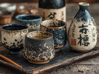 sake served in small ceramic cups