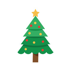 small decorated christmas tree on white background