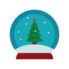 snow globe with christmas tree on white background