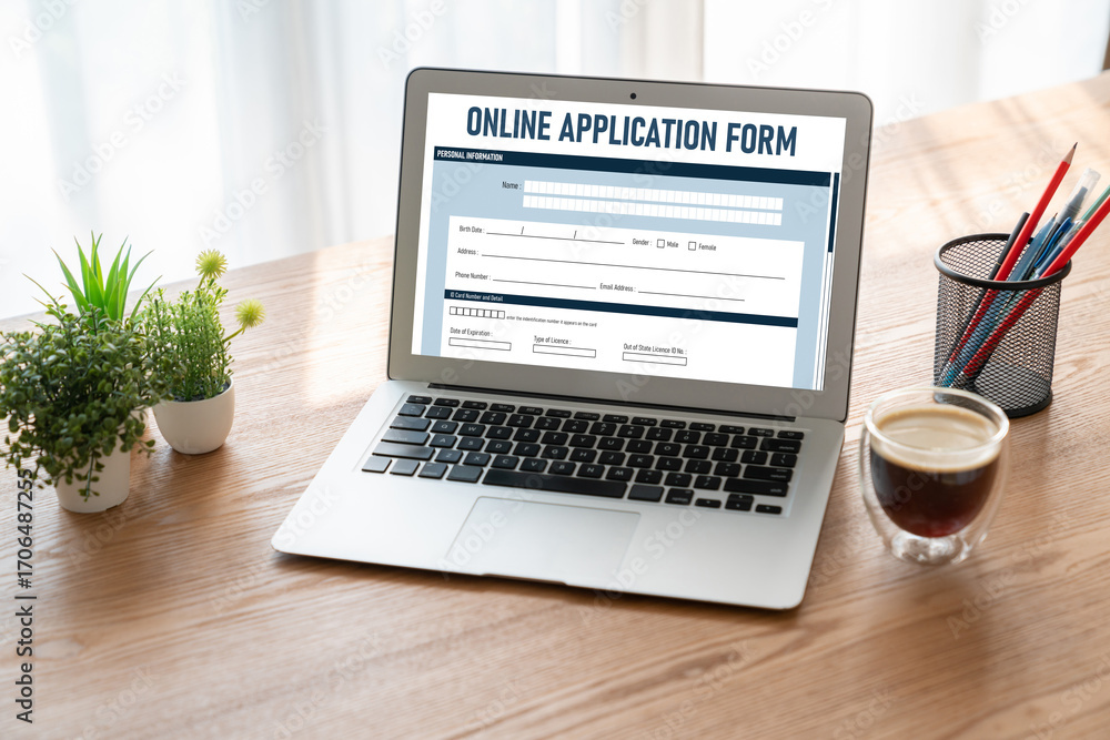 Poster Online application form for modish registration on the internet website