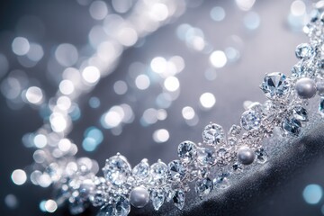 Fototapeta premium Elegant diamond and pearl necklace, sparkling brilliance, luxurious jewelry.