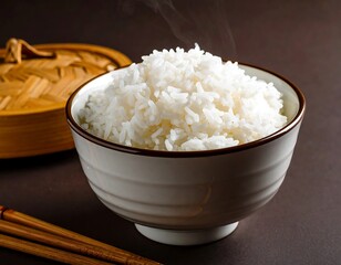 Steaming rice in a bowl