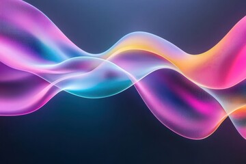 A vibrant, abstract representation of flowing waves in shades of pink, blue, and orange against a dark background, suggesting movement and energy.