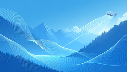 Mountain landscape with air conditioner