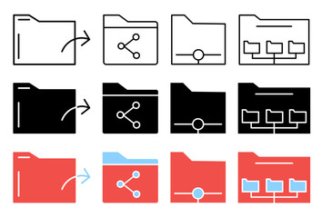 Share folder line icon set