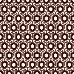 Honeycomb seamless pattern. Hexagon mosaic tiles ornament. Ethnic surface print. Repeated geometric figures background. Ornamental wallpaper. Modern geo design digital paper.