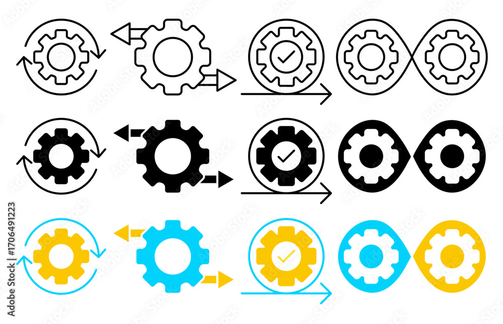 Poster continuous changes icon set