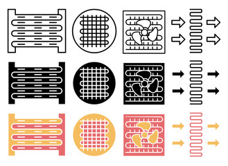 Condenser coil icon set