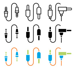 Audio cable icon set