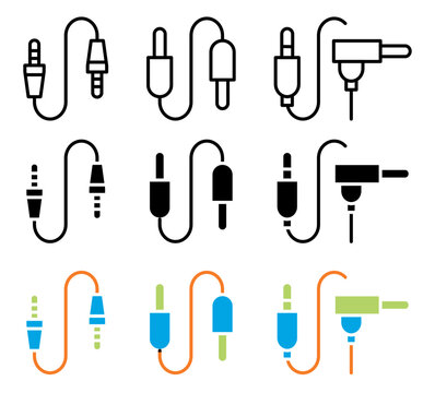 Audio cable icon set