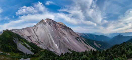 Breathtaking Mountain Scenery with Clear Skies and Verdant Forest, BC, Canada