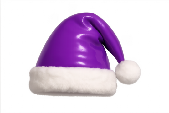 Purple santa claus hat floating on transparent background