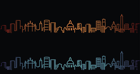 Bologna Neon Style Simple Skyline on Dark Background © pabloprat