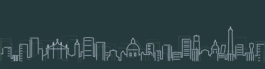 Bologna Simple Lines Skyline on Dark Background © pabloprat