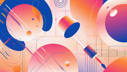 Abstract Gradient Shapes Vibrant Pink, Orange, and Blue Design