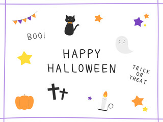 かわいい手描きハロウィン素材集1 / Cute Hand-drawn Halloween Vector Elements