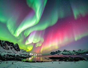Northern Lights over a fjord