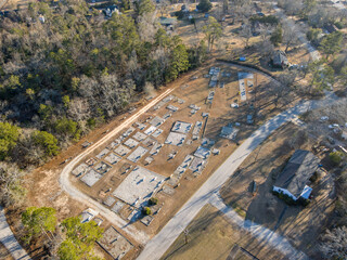 Aerial landscape rural Dearing in winter after Hurricane Helene in McDuffie Augusta Georgia