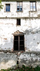 Old, weathered building facade