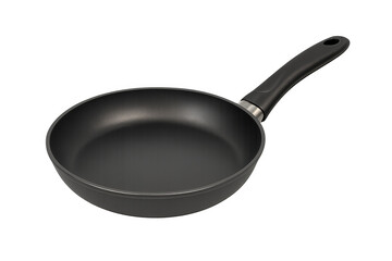 Empty frying pan with non-stick coating on transparent background