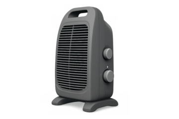 Portable electric heater providing warmth on transparent background