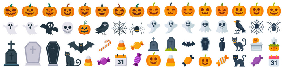 halloween icon set vector