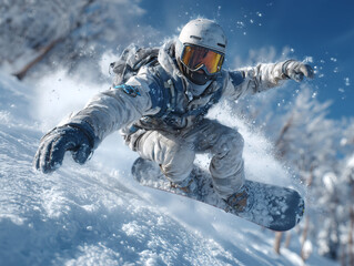snowboarder jumping in the snow