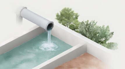 Water pipe is shown with water flowing out of it