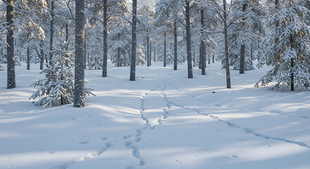 Snowy Forest Animal Tracks