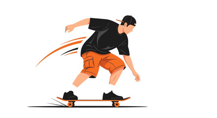 Obraz premium Dynamic Skateboard Art Depicting An Adventurous Person Performing Skateboarding Tricks Seamlessly